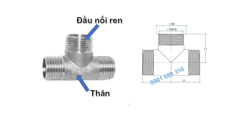 tê inox ren ngoài 2