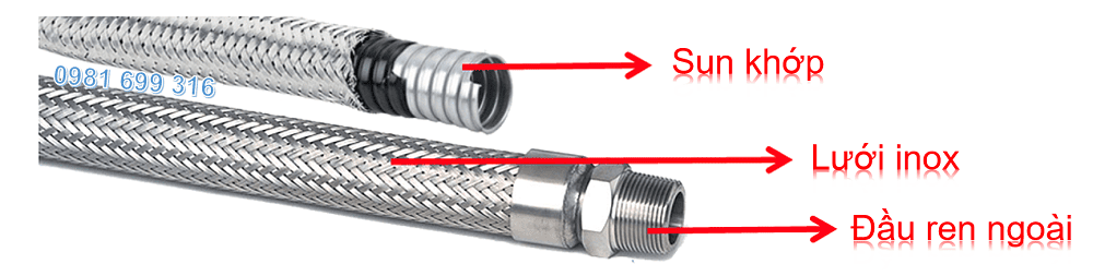 khớp mềm inox ren ngoài 2