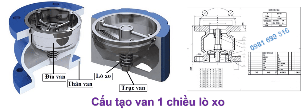 van 1 chiều lò xo 2