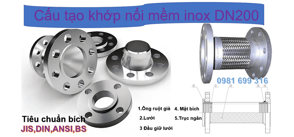 khớp nối mềm inox DN200 2