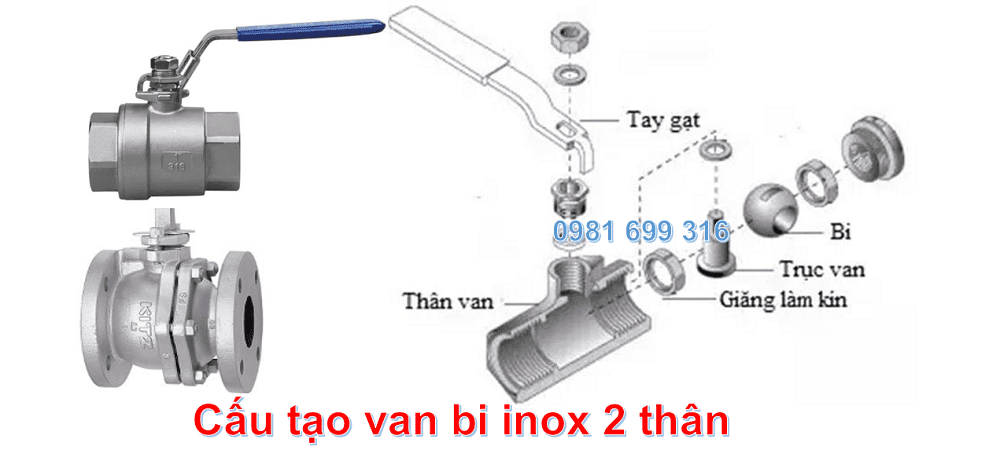 van bi inox 2 thân 2