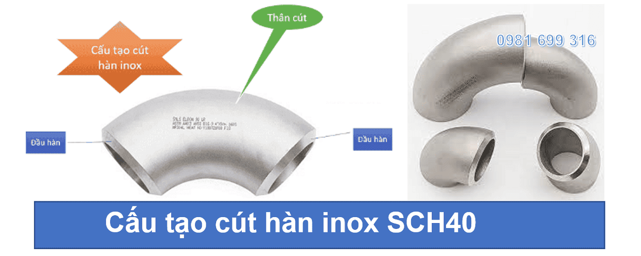 Cút hàn inox sch40 3
