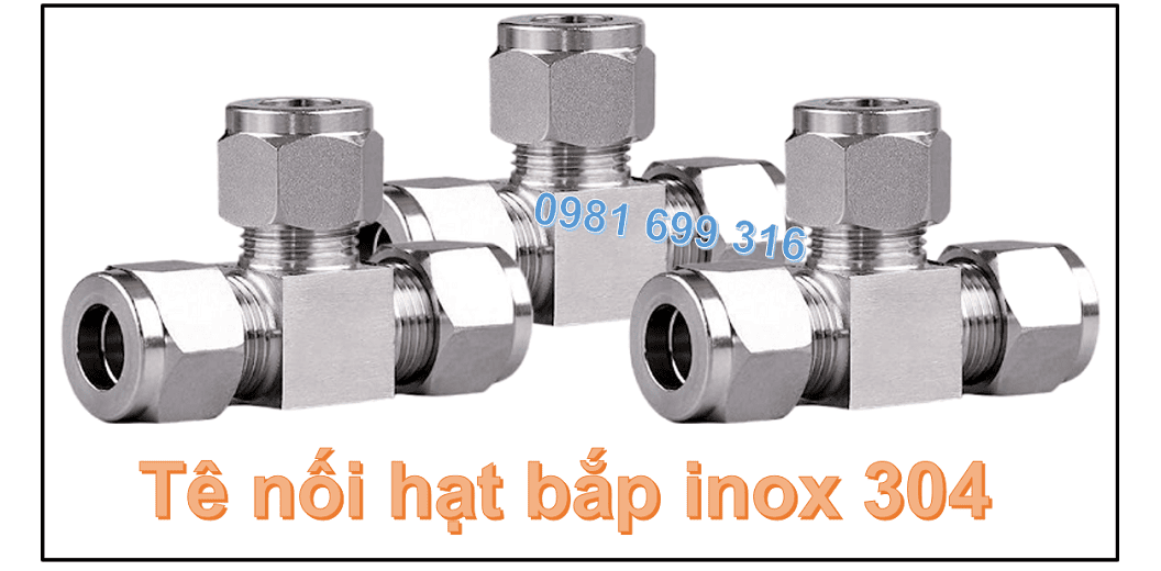 Tê nối hạt bắp inox 304 2